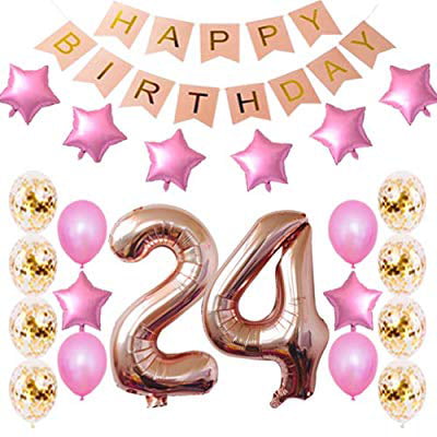 Happy Rose Confetti Pc Gold Birthday Foil Set 24 Ballon Decoration Balloon Party 